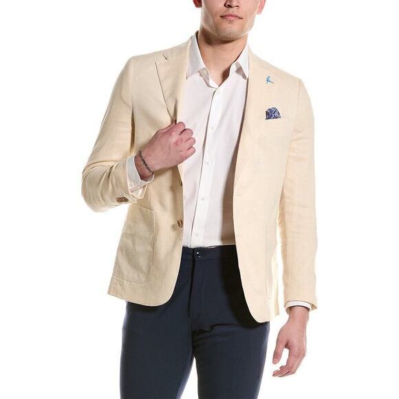 NWT TailorByrd Collection Men’s Linen-Blend Sport Coat Blazer Beige  Size 40R - Picture 1 of 12